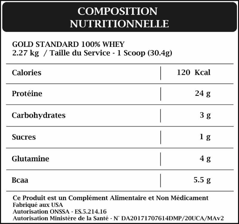 Gold Standard 100% Whey Protein Maroc