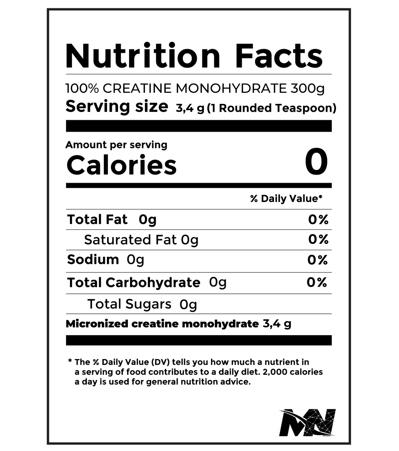 100% Creatine Monohydrate 300g - Original Biotech USA