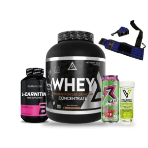 Pack whey concentrate 2,27kg + L-carnitine Biotech + Energy drink + Multivitamines + Straps