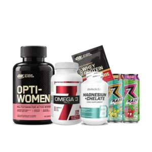 Pack Femme Active : Opti-Women + Omega 3 + Whey + Magnésium Chélaté + RAZE | Maghreb Nutrition