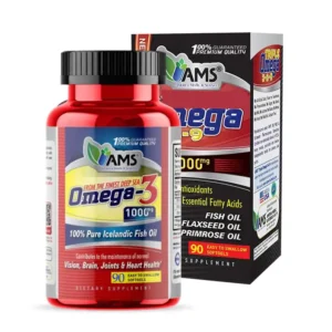 Omega-3 1000mg – 90 Softgels – AMS America Medic & Science (Huile de Poisson Islandaise 100% Pure, EPA & DHA) | Maghreb Nutrition