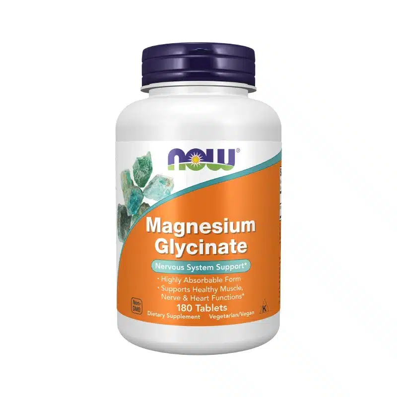 Magnesium Magnesium Glycinate NOW Foods, flacon de 180 comprimés, 200 mg de magnésium élémentaire par portion
