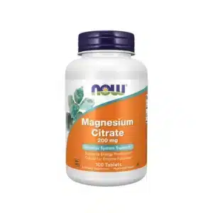 Magnesium Citrate 200mg NOW Foods, flacon de 100 comprimés végétariens