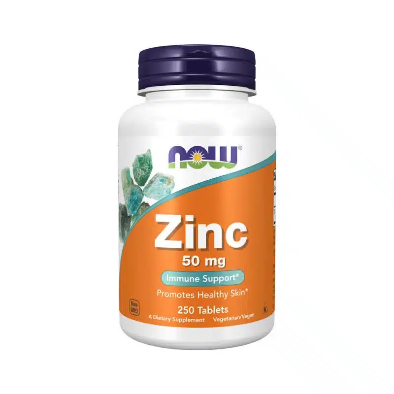 Zinc 50mg Zinc 50mg NOW Foods, flacon de 250 comprimés, gluconate de zinc