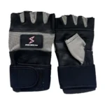 Gants de musculation Squeeze noir et gris, demi-doigts avec sangle de poignet à scratch