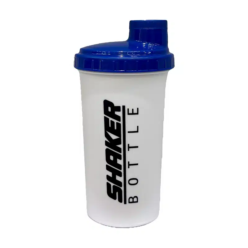 Shaker Bottle 700 ml blanc, couvercle bleu avec bec verseur