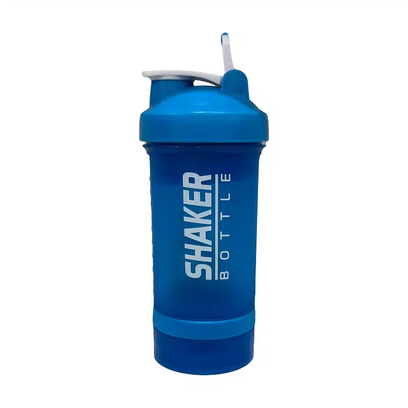 Smart Shaker 450 ml bleu avec 1 compartiment vissé sous le gobelet