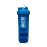 Smart Shaker 450 ml bleu avec 2 compartiments vissés sous le gobelet